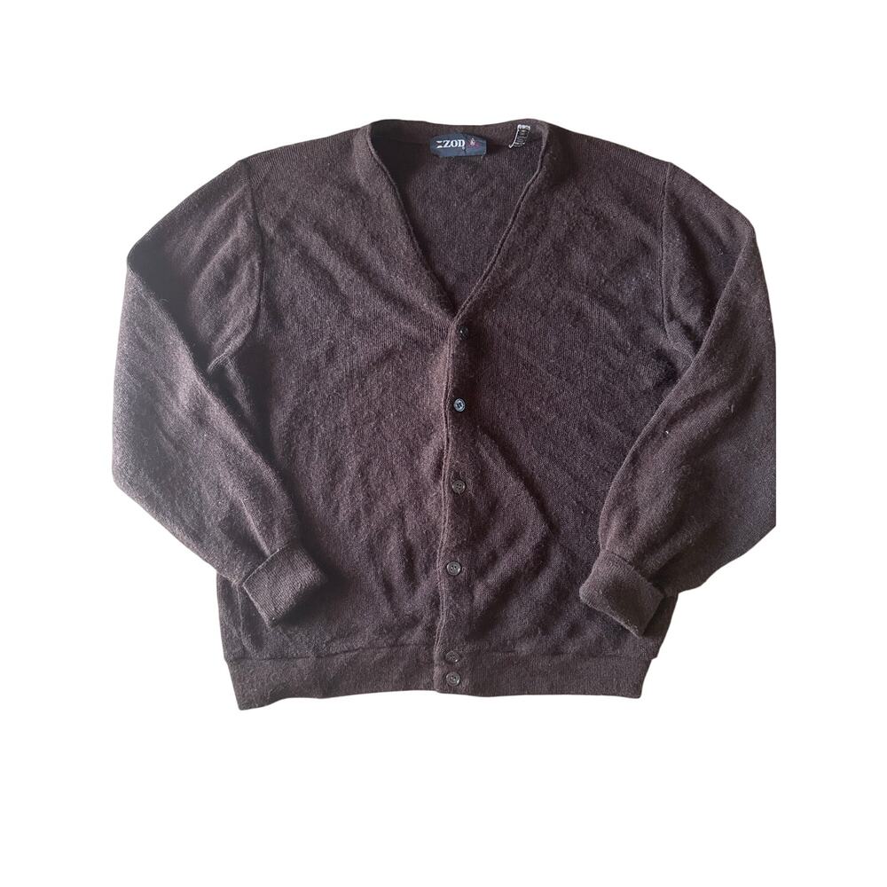 Vintage 90s IZOD Brown Acrylic Cardigan Mens M USA Made